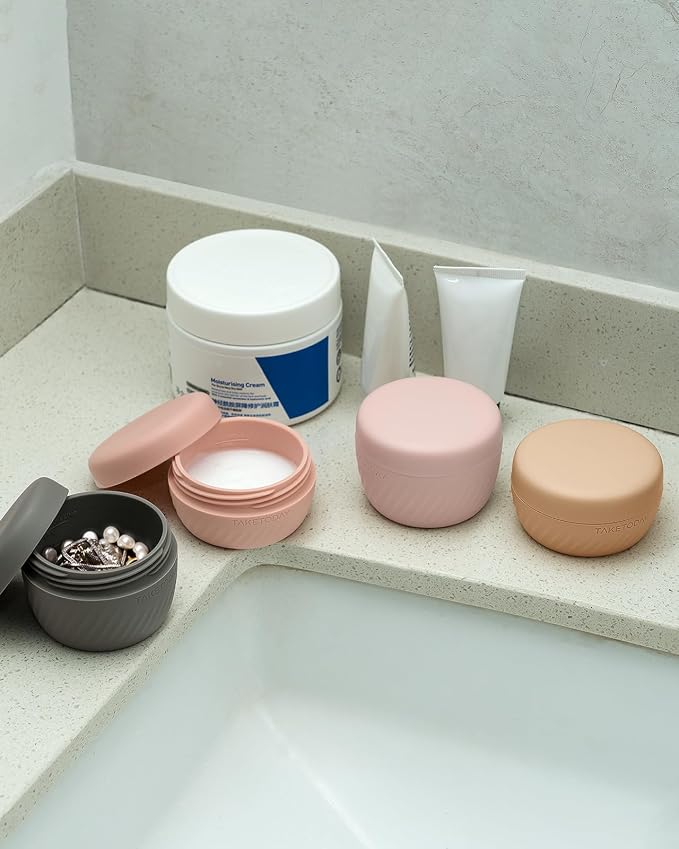 TakeToday Travel Containers for Toiletries, 3oz, 4 Pack, Apricot | Air Travel Leak-Proof, TSA Approved, Silicone Jars with Lid, for Cosmetics & Toiletries - Image 9