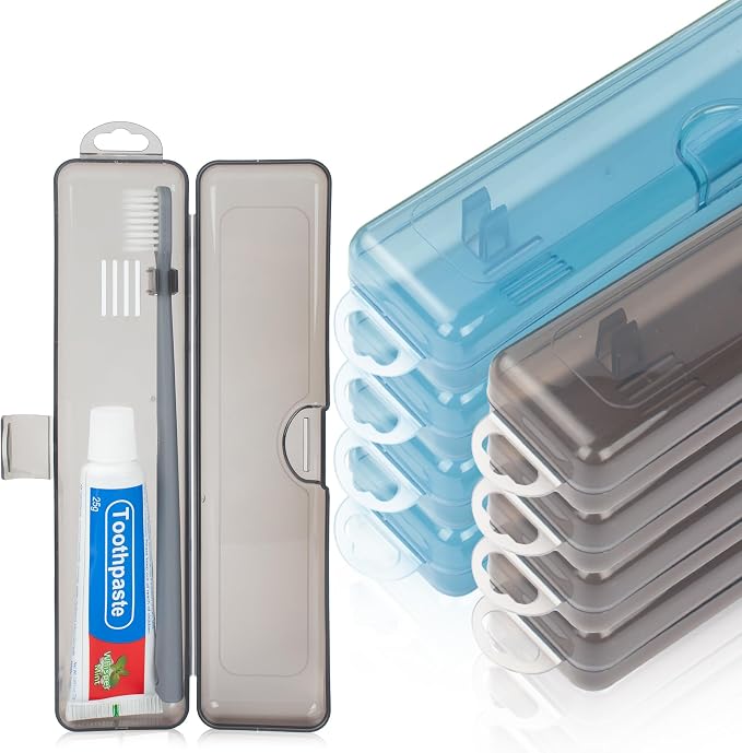 Travel Toothbrush Holder (10-Pack, Gray,Blue) | Portable Travel Toothbrush Case Carries Toothbrushes and Toothpaste, Suitable for Travel, Home, And School by Buyitnow