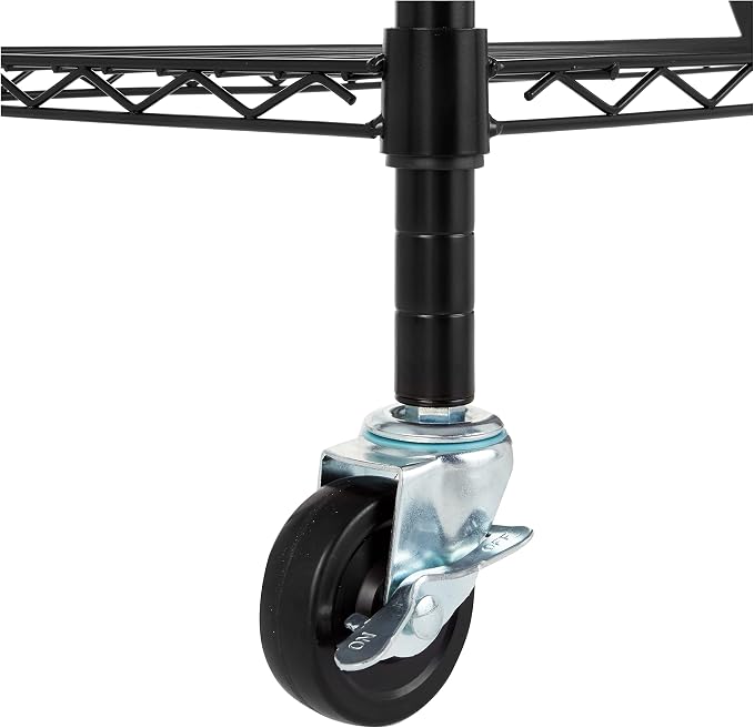Amazon Basics 5-Shelf Heavy Duty Garage Shelving Storage Rack with 4" Wheel Casters, Adjustable Metal Wire Organizer, 300 lbs Per Shelf, 30" x 14" x 64.75", Black - Image 5