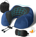 Travel Pillow, Memory Foam Neck Pillow for Traveling, U Shape Neck Pillow Airplane Portable Flight Pillow Travel Kit with 5D Contoured Eye Masks and Earplug for Plane Train Car Home Office - Blue by Unknown