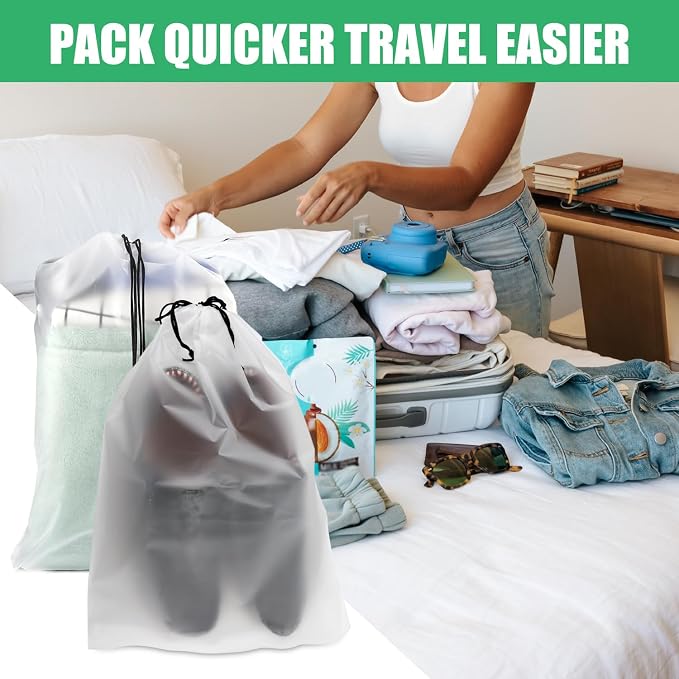 20pcs Transparent Travel Covers Shoe Bags for Packing in Suitcase, Large 15.7x11.8 Inch Clear Shoes Storage Packing Rope Pouch Organizers Drawstring Shoe Dust Bag for Moving House for Men Women - Image 7
