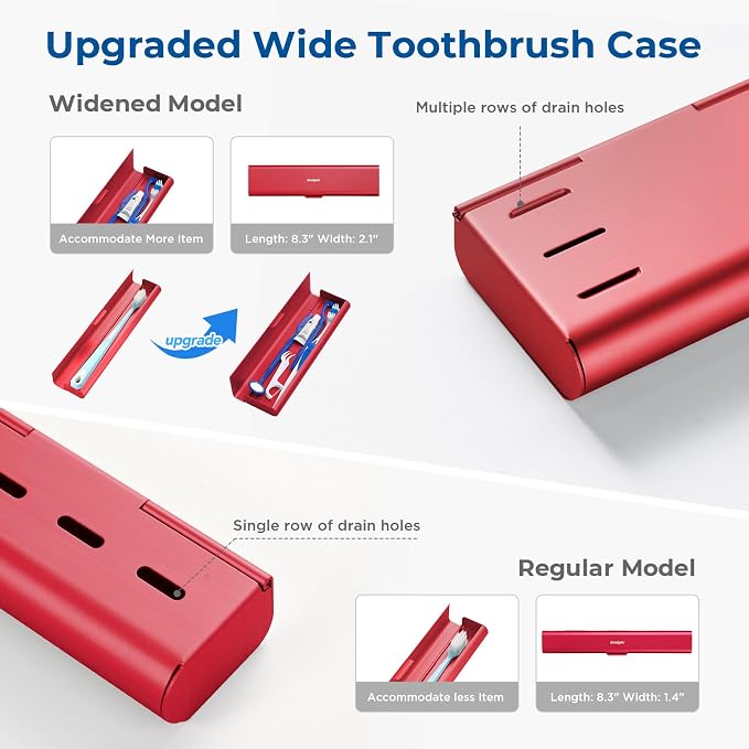 Wider Aluminum Toothbrush Travel Case, Portable Travel Toothbrush Holder, Durable Manual Toothbrush Box Container for Traveling, Bathroom, Camping, Business Trip, Red - Image 7