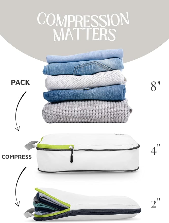 TRIPPED Travel Gear Compression Packing Cubes for Carry-On Travel 2-Pack | Ultralight Ripstop Packing Cubes with Compression Zippers for Organized Carry-On Luggage, Backpack, and Travel Packing - Image 6