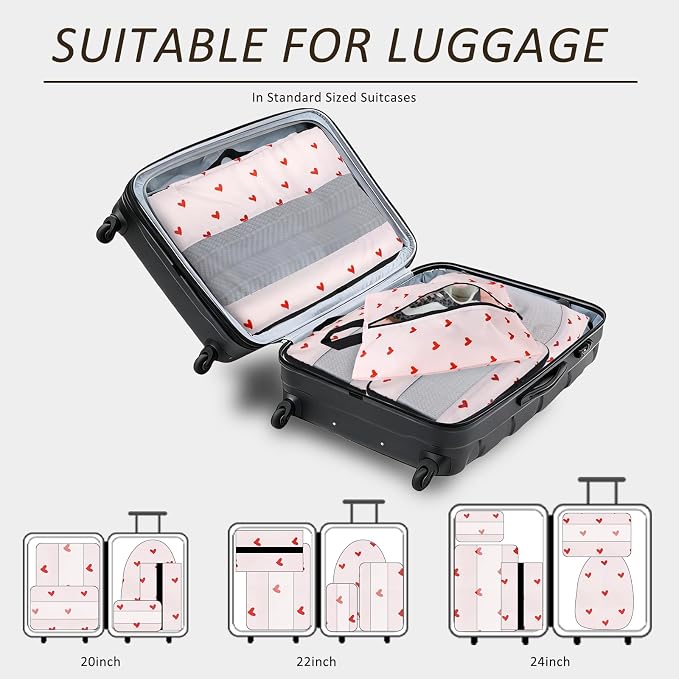 U+U 5 Set Packing Cubes, Travel Organizers with Shoe Bag (Sweetheart Pink) | Ultralight Design & Easy Travel Organization - Image 5