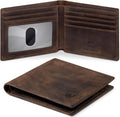 RUNBOX Wallet for Men|Slim Bifold Rfid Blocking Leather Wallet|Front Pocket | Genuine Leather,Handmade,8 Card Slots,ID Window,Money Pocket,Coin Pocket, Gift for Men,Minimalist Compact by RUNBOX