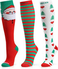 Medical Compression Socks for Women and Men 3 Pairs 20-30 mmHg Knee High Christmas Compression Stockings Circulation Best for Running Athletic Nurses by UUSOCKS