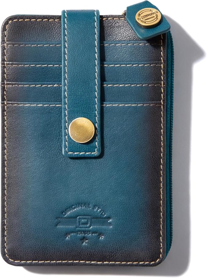 ID Stronghold RFID Blocking Front Pocket Wallet – Slim Minimalist Genuine Leather Wallet with Zipper Coin Pocket (Mega Blue) by IDStronghold