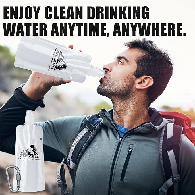 Ancable 17oz Collapsible Water Bottles, 6-Pack Reusable Travel Foldable Water Bottles for Hiking Camping Running Bike, BPA-Free Water Bottle, White - Image 2