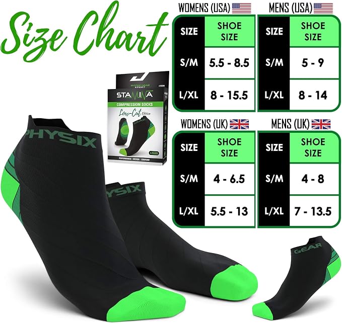 Physix Gear Short Compression Socks for Men & Women - Best Low Compression Socks Women & Men Ankle Socks with Arch Support - Image 4
