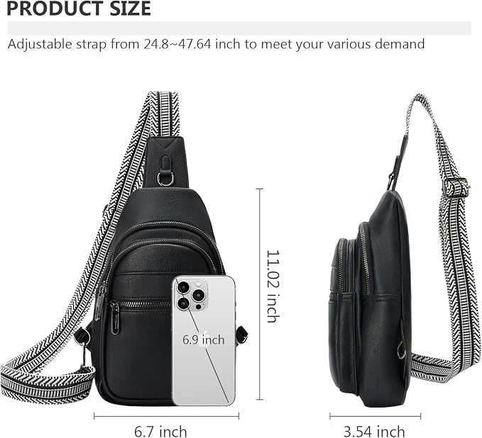 Anti-theft Chest Bags Women Small PU Leather Sling Fanny Pack | RFID Blocking,Safety Zipper,5 Card Slots,Adjustable Strap,Large Capacity,Multi Pockets,Faux Leather,Daypack,Bum Bags,Travel - Image 4