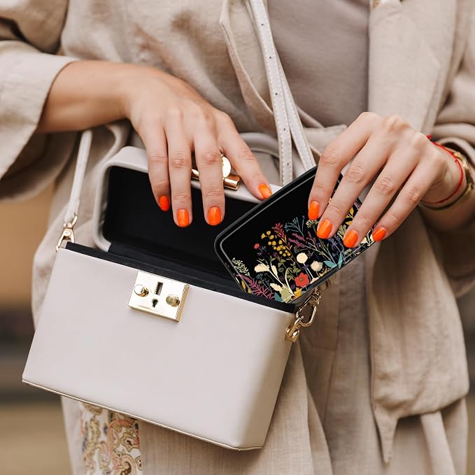 Card Holder Credit Cards Holder for Women RFID wallet women Business Card Holder Wallet Mini Aluminum Card Wallet RFID Blocking Slim Metal Hard Card for Women, Beautiful Flowers and Plants - Image 7