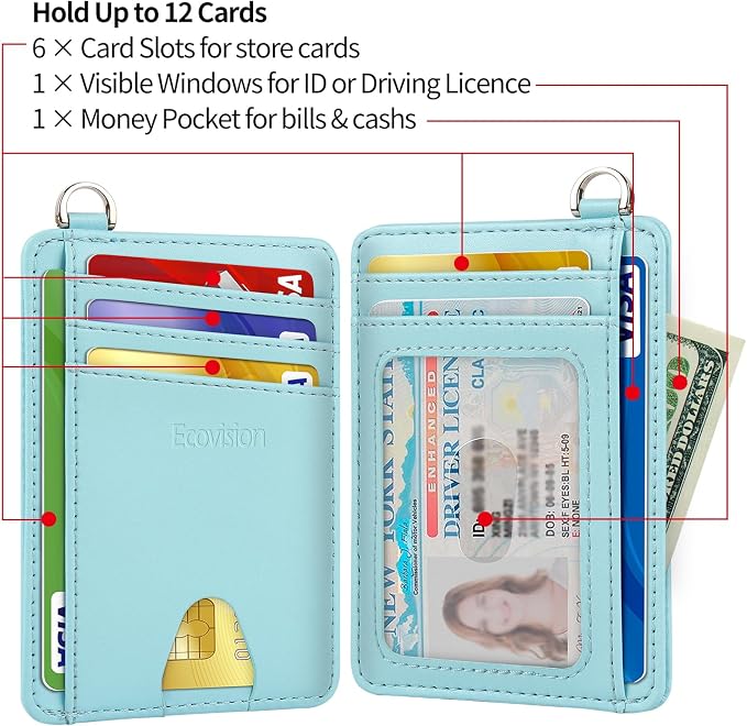 Slim Minimalist Front Pocket Wallet, RFID Blocking Credit Card Holder Wallet with Detachable D-Shackle for Men Women - Image 6