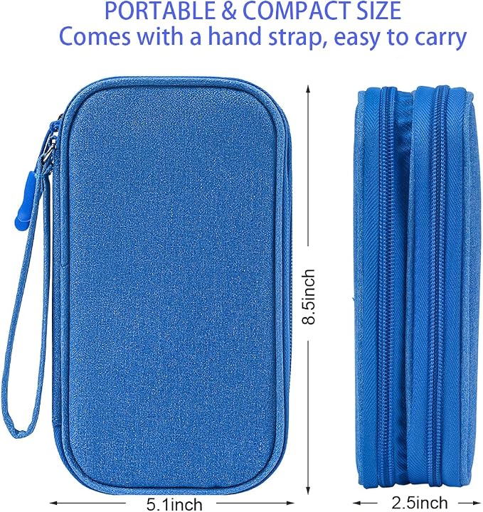 CAAORDKSO Travel Cord Organizer Case, Electronic Accessories Bag, Tech Electronic Case, Electronics Travel Organizer Bag for Cable, USB, Cord, Charger, Phone, Power Bank, Earphone (Blue, Large) - Image 2