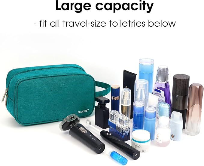 Narwey Travel Toiletry Bag for Women Traveling Dopp Kit Men Travel Bag for Toiletries Cosmetic Bag Makeup Bag Medicine Bag for Traveling (Teal) - Image 4