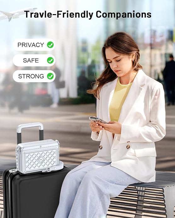 Anti-Theft Fingerprint Safe lock bag,Lady lock Crossbody Bag with password, Women Metal travel safe bag,Cash Lock Security Box with MFi Certified Findmy to Track Belongs,privacy protection safe box - Image 6