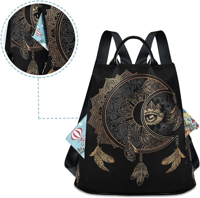 ALAZA Boho Crescent Moon Dreamcatcher Backpack Purse for Women Anti Theft Fashion Back Pack Shoulder Bag - Image 4