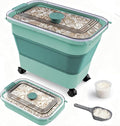 Rice Storage Container, Collapsible Airtight Food Storage Containers 20-30lbs with Clear Lid and Wheels, Rice Dispenser with Scoop for Flour Cereal Pasta Grain, Cat Pet Bird Dog Food Storage Container by Komzon