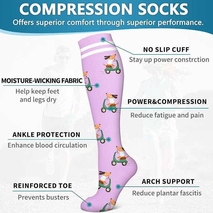 6 Pack Copper Compression Socks for Women and Men Circulation-Best Support for Medical,Running,Nursing,Athletic - Image 5