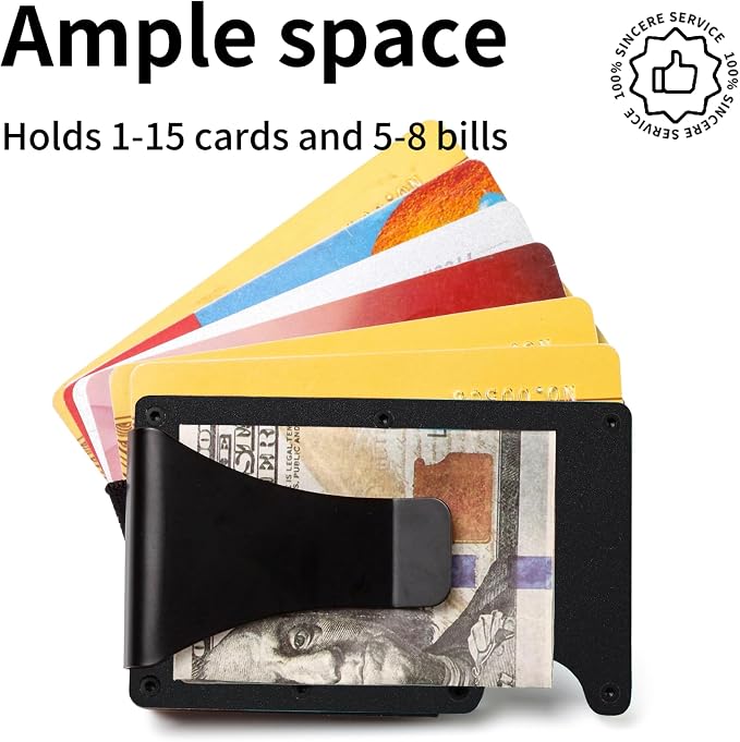 Slim Wallet for Men,RFID Blocking Minimalist Metal Wallet, Money Clip/Cash Holder, Front Pocket Aluminum Credit Card Holder, Ideal Gift for Men,Matte Black - Image 2