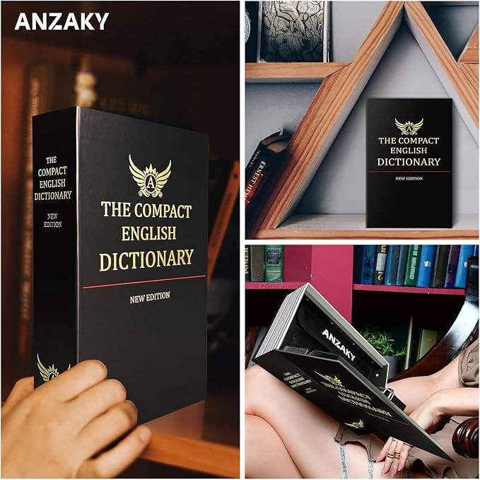 Dictionary Diversion Book Safe with Combination Lock and Fireproof Money Bag, ANZAKY Dictionary Storage Box for Cash Safe Hidden, Money Hiding Box, Secret Portable Metal Compartment Safe - Image 5