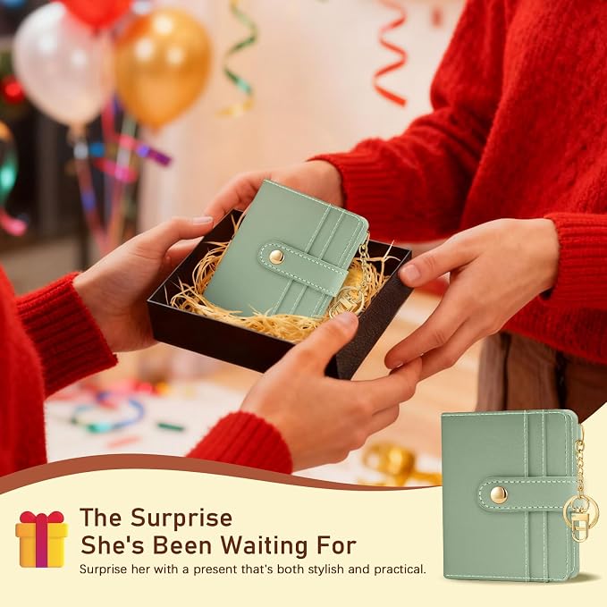 Jogjam Green Rfid Women Wallet, Small Slim Thin Compact Credit Card Holder | PU Leather Bifold Cash Zipper Coin Pocket ID Window, for Female Ladies Teen Girls Girly Gifts - Image 7