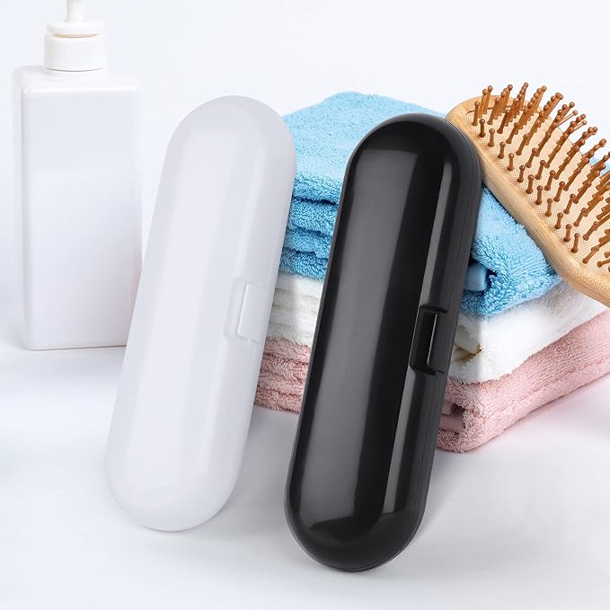 Fowecelt 2 Pack Electric Toothbrush Travel Case for Oral-B Pro and Other Electric Toothbrush, Portable Travel Toothbrush Holder (Black & White) - Image 3