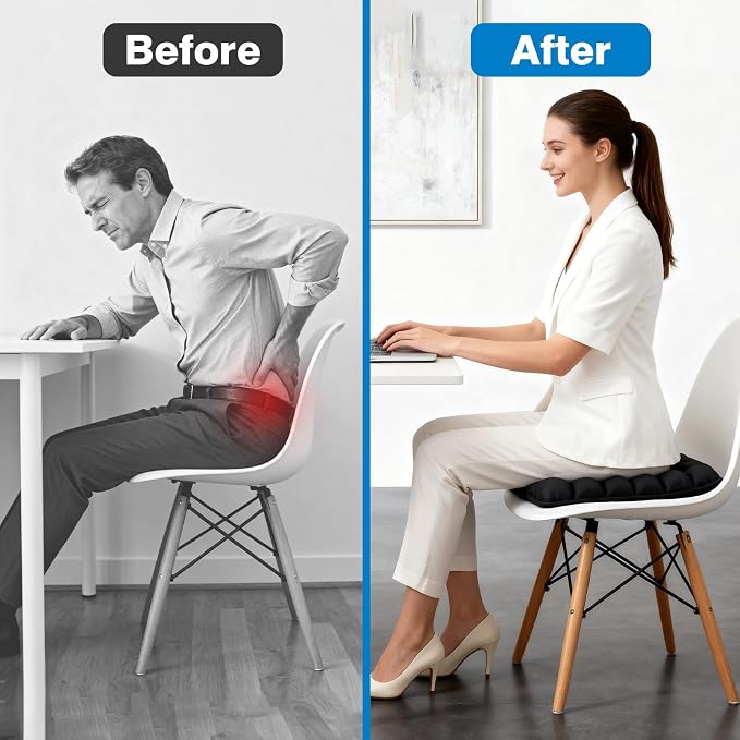 Inflatable Seat Cushion Airplane Seat Cushion for Long Flights | Travel Seat Cushion | Office Chair | Wheelchair | Sciatica Pain Relief | Press-to-Inflate | Portable | Storage Bag - Image 5