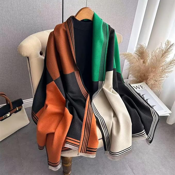 WaJuemy Winter Scarf for Women Dressy Evening Pashmina Shawl Wraps Open Front Poncho Blanket Fashion Travel Shawls Cape Wrap - Image 2