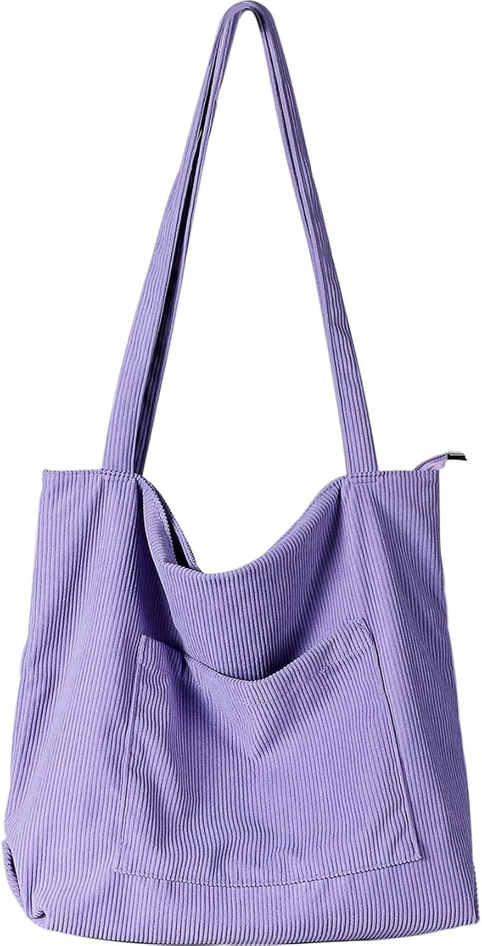 WantGor Women Corduroy Tote Bag, Large Shoulder Hobo Bags Casual Handbags | Big Capacity Shopping Work Bag by WantGor