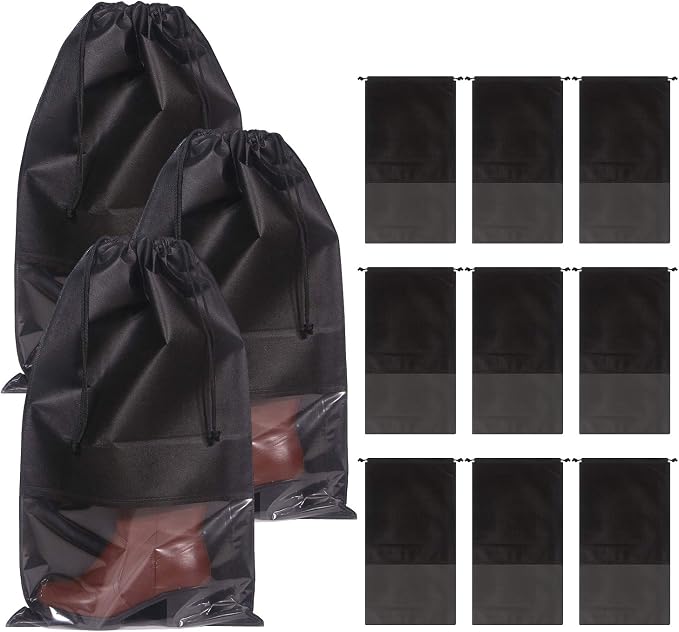 DIOMMELL 12 Pack Tall Boot Bags for Travel Non-Woven with Rope for Women Large Shoe Protector Cover Storage Organizers Pouch by DIOMMELL