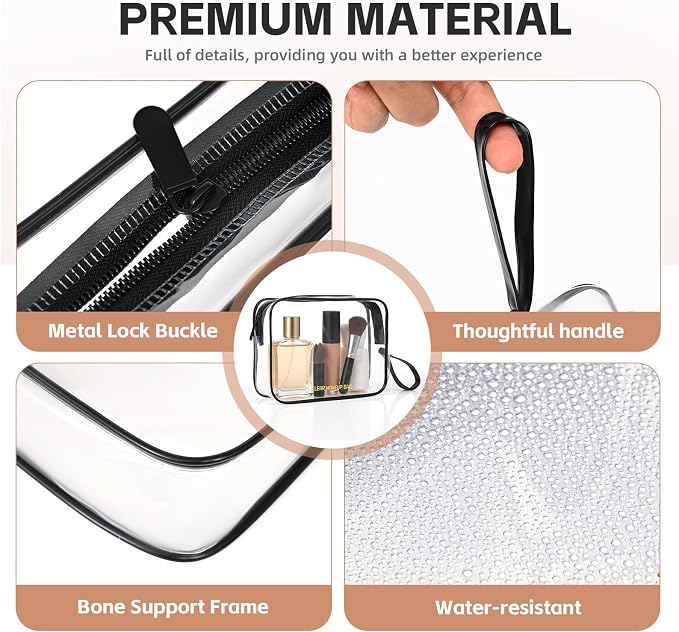 Icramsy Clear Makeup Bag,2 Pack TSA Approved Toiletry Bag for Women & Men | Portable Handheld Design, Waterproof, Airport Airline Compliant, Clear Toiletry Cosmetic Bag - Image 3
