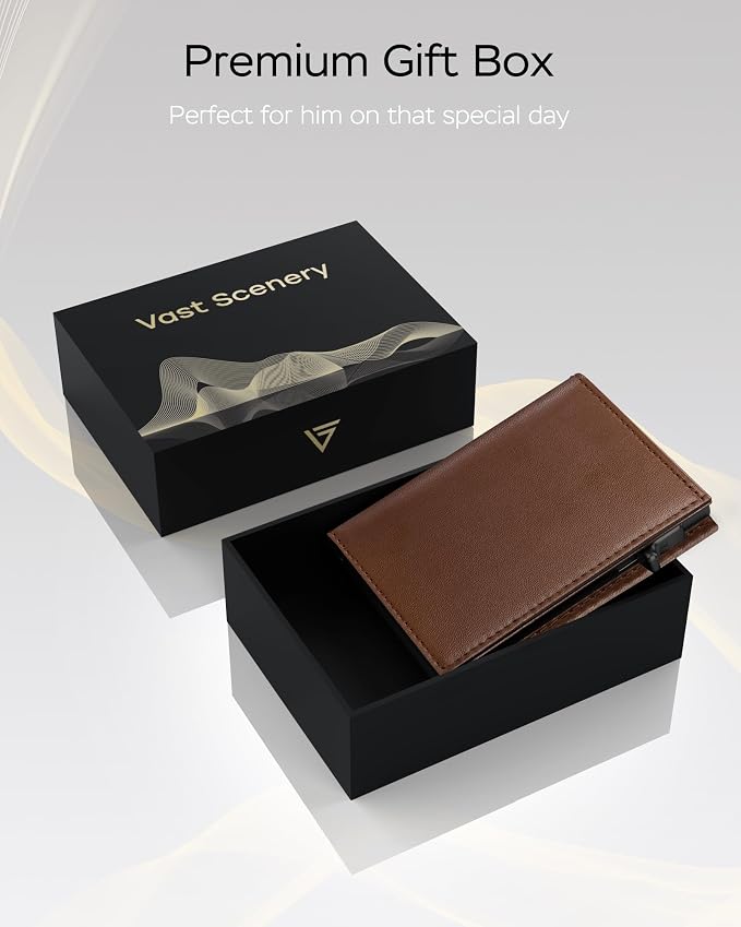 2026 Wallet for Men with RFID Blocking Pop Up Card Holder | Practical & Functional Front Pocket Wallet, Slim Minimalist Trifold, Holds 9-11 Cards and Cash, Premium Leather, Gift for Men - Image 7