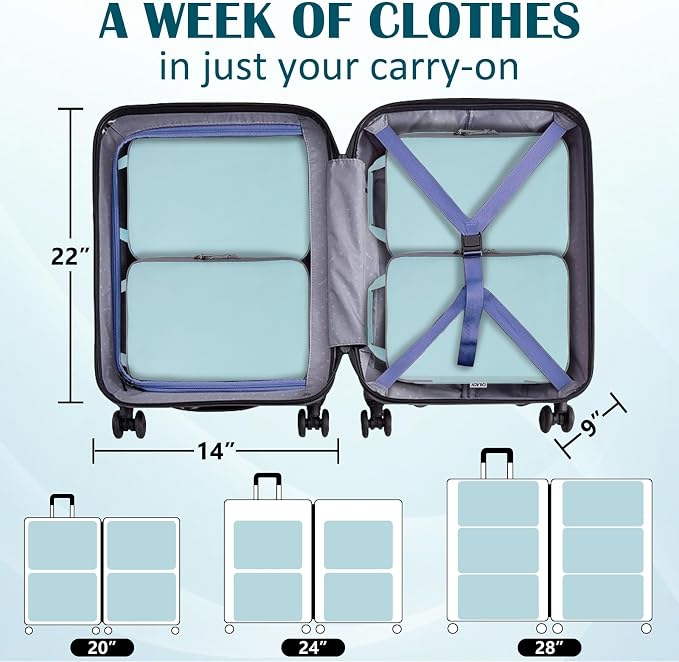 Compression Packing Cubes for Travel Suitcase Organizer Bags, Blue, L | Expandable Travel Cubes for Packing Luggage Organizer Bags Compression Bags for Travel Essentials - Image 4