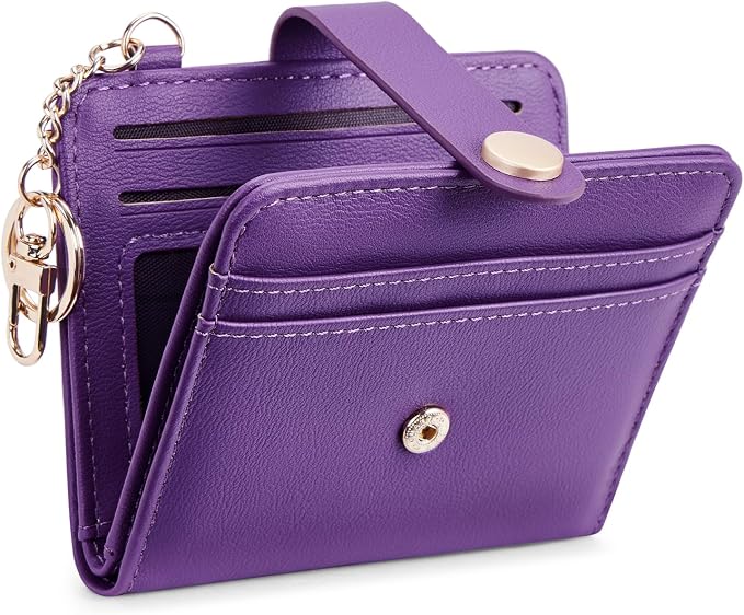 POIUGOYA Slim Wallet for Women,RFID Blocking Bifold Credit Card Holder with Zipper Coin Pocket,ID Window,Keychain by WELCOMEPOIUGOYA