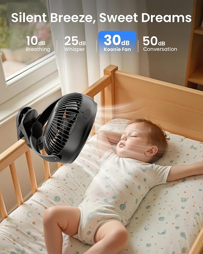Koonie 8'' 10000mAh Battery Operated Misting Fan with Max. 48 Hrs Runtime | Portable Mist Desk Fan with Clip, 3 Speeds, 2 Spray Modes, 200ML Tank for Golf Cart Home Office Travel Camping Stroller - Image 7