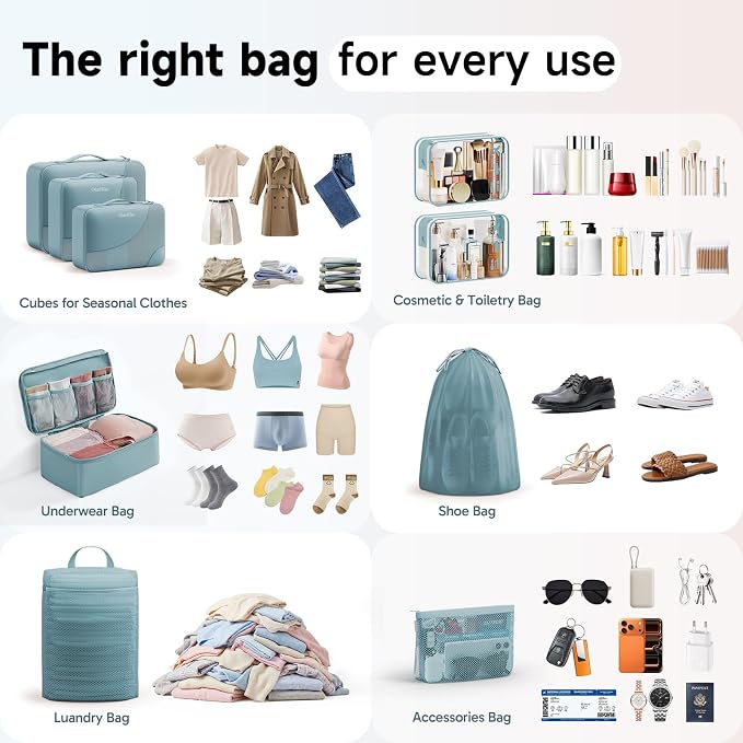9 Set Packing Cubes for Travel, Gifts for Women Mom,Anti-Tearing Suitcase Organizer,OlarHike Vacation Essentials & Accessories for Cruise Ship - Image 8