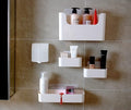 Adhesive Wall Mounted Shelves, 4pcs Set Durable ABS Plastic Hanging Storage Bins White, Excellent Floating Organizer, Convenient Storage Solution on Smooth Wall Surface by LADYBEE7LES