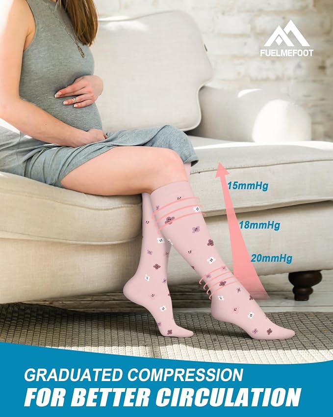 6 Pairs Compression Socks for Women & Men 15-20mmHg Knee High Socks | Graduated Compression Socks Supports Circulation, Ideal for Nurses Pregnancy, Travel, Flying, Running & Daily Wear - Image 4