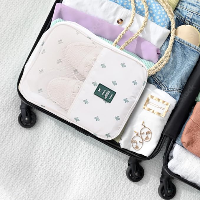 Shoe Bag for Travel, Travel Shoe Bag for Packing, Hold 3 Pairs of Shoes, Travel Essentials for Flying Shoe Organizer Shoe Storage Bag for Travel Cactus White - Image 3
