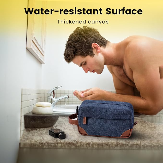 Vorspack Canvas Travel Toiletry Bag for Men, Medium, Navy Blue | Water-Resistant Travel Bag for Toiletries, Large Capacity, Organized Compartment, Suitable for Shaving, Grooming, Accessories - Image 5
