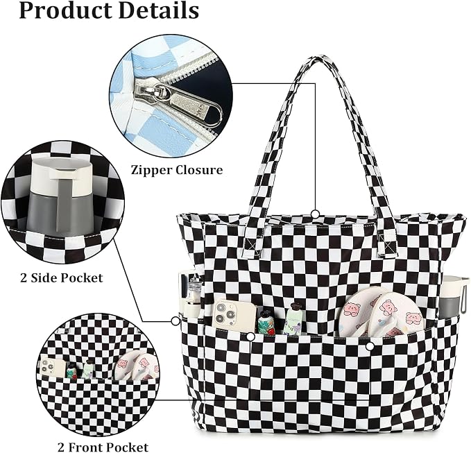 LEDAOU Large Beach Bag for Women, Waterproof Sandproof Tote Bag with Zipper | 36L Pool and Swim bag with Zipper, Wet/Dry pocket and 7 Pockets for Beach Days, Cruises, Vacations and Family travel - Image 5