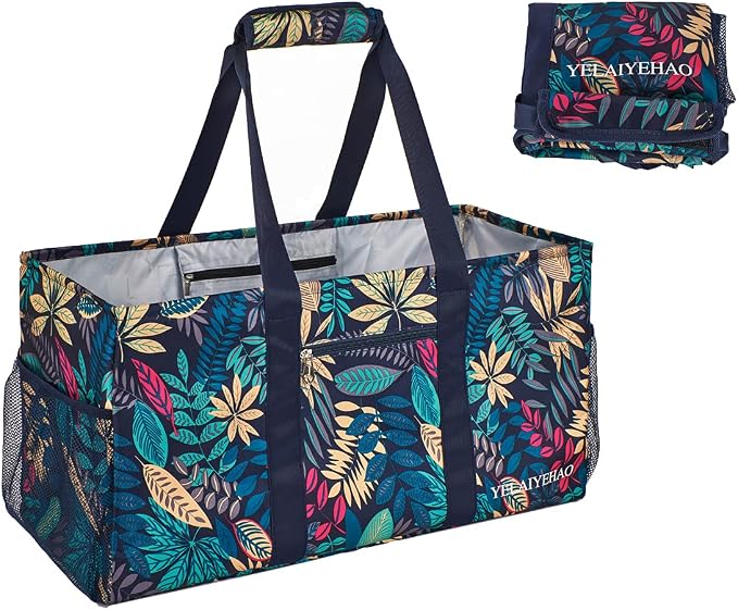 YELAIYEHAO Large Utility Tote Bag, Foldable Collapsible Tote for Storage Pool BeachShopping picnic laundry gym and Luggage by YELAIYEHAO