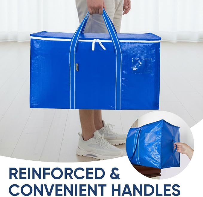 BALEINE 8-Pack Oversized Moving Bags with Reinforced Handles, Heavy-Duty Storage Tote for Clothes, Moving Supplies (Royal Blue, 8-Pack) - Image 5