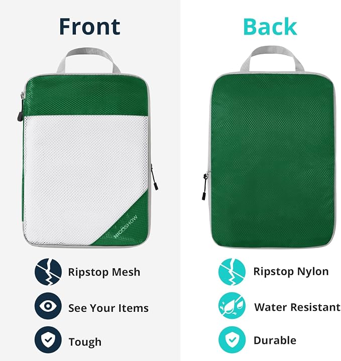 Compression Packing Cubes 6 Set, Compressible Space-Saving Packing Cubes for Travel - Compression Bags, Luggage Organizer, Travel Essentials for Women, Dark Green - Image 5