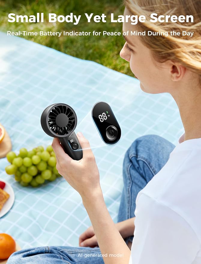 Aecooly Mighty Portable Fan, Powerful Handheld Fan, USB Rechargeable | [18H Max Cooling Time], Mini Personal Battery Powered, Pocket for Travel, Summer, Gifts for Women, Girls -Black - Image 6