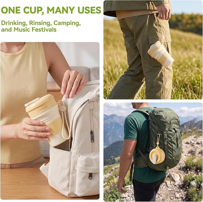 Collapsible Silicone Water Bottle, Leakproof for Travel Camping | Reusable Foldable Water Cup, Pocket Size for Hiking Beach Gym Festival, Food-Grade Silicone, BPA-Free & Lightweight - Image 7