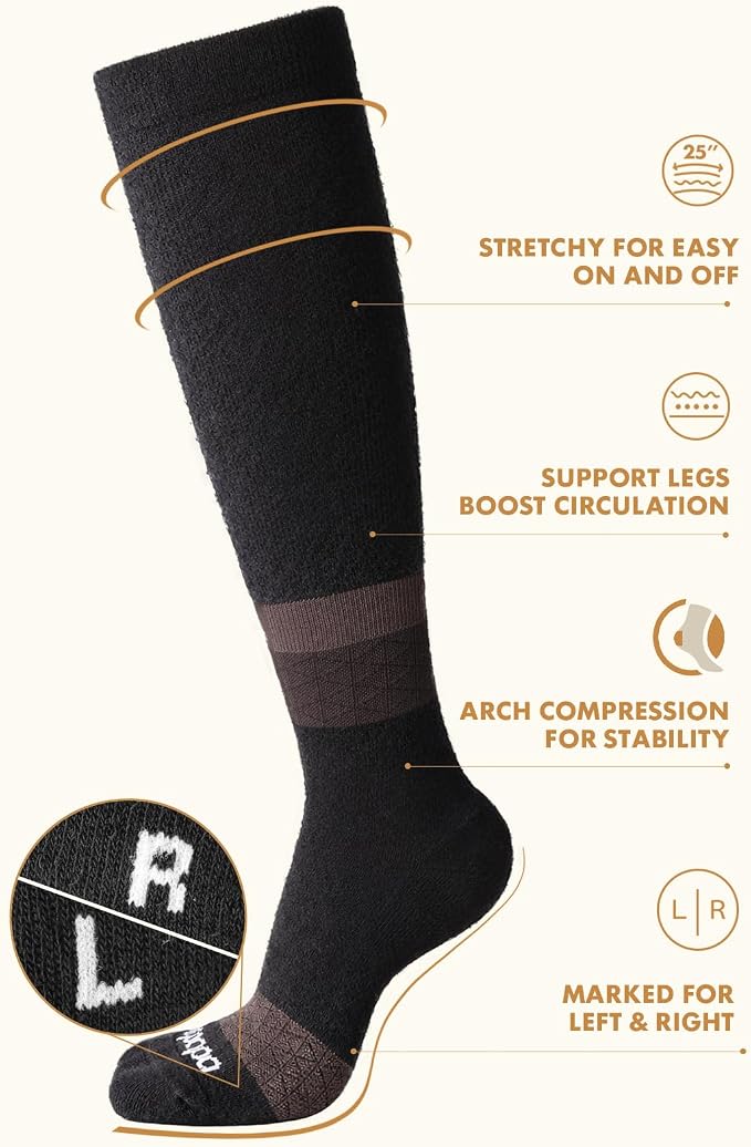 Thick Soft Cotton Compression Socks | 2 Pairs 15-20mmHg Cushioned Soft Breathable Comfortable Knee High Compression Socks for Women Men, Pregnancy Travel Nurse - Image 6