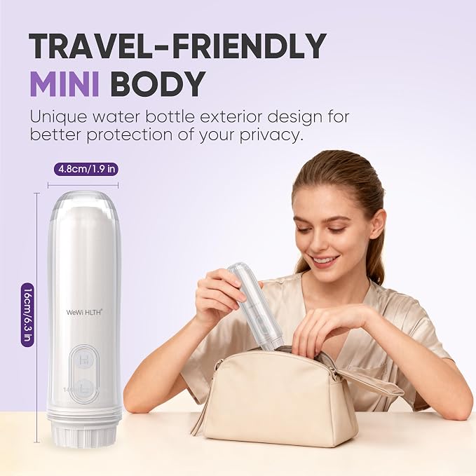 Portable Electric Bidet, Handheld Battery Powered Travel Bidet, White | 2 Pressure Modes, Waterproof, Foldable, Pocket-Sized, Cordless, Daily Hygiene Cleaning at Home, Camping and Travel - Image 2
