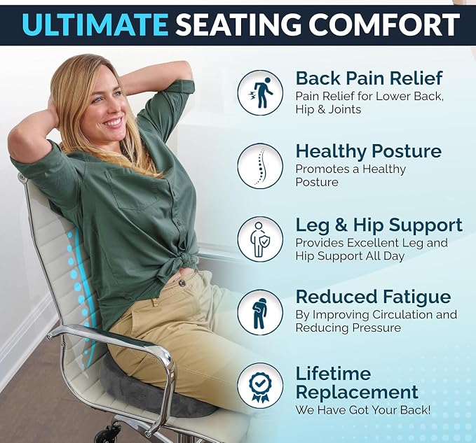 ComfiLife Doctor Recommended Seat Cushion - Premium Gel & Memory Foam Office Chair, Car Seat, Lifting Cushion - Chair Cushions for Back & Sciatica Relief - Seat Cushions for Office & Desk (Charcoal) - Image 5