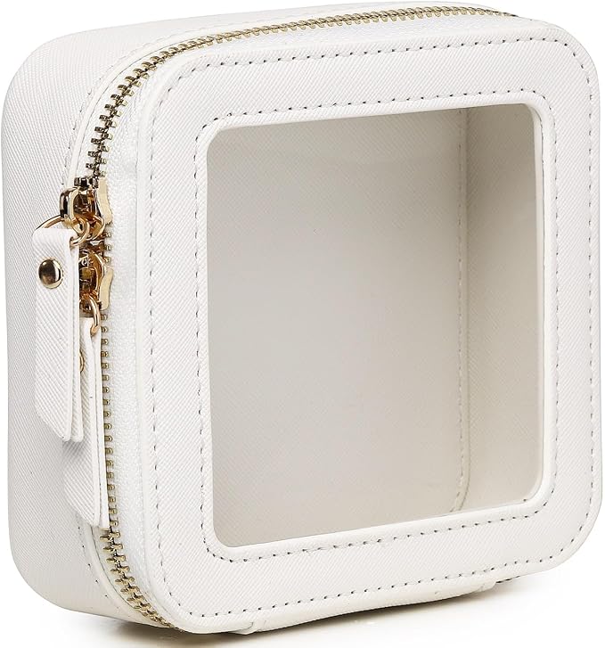 Pinkmik Mini Clear Makeup Bag, White, MINI | Small Size, Zipper Closure, Cosmetic & Toiletry Case, Purse Organizer, Car Essentials by Pinkmik